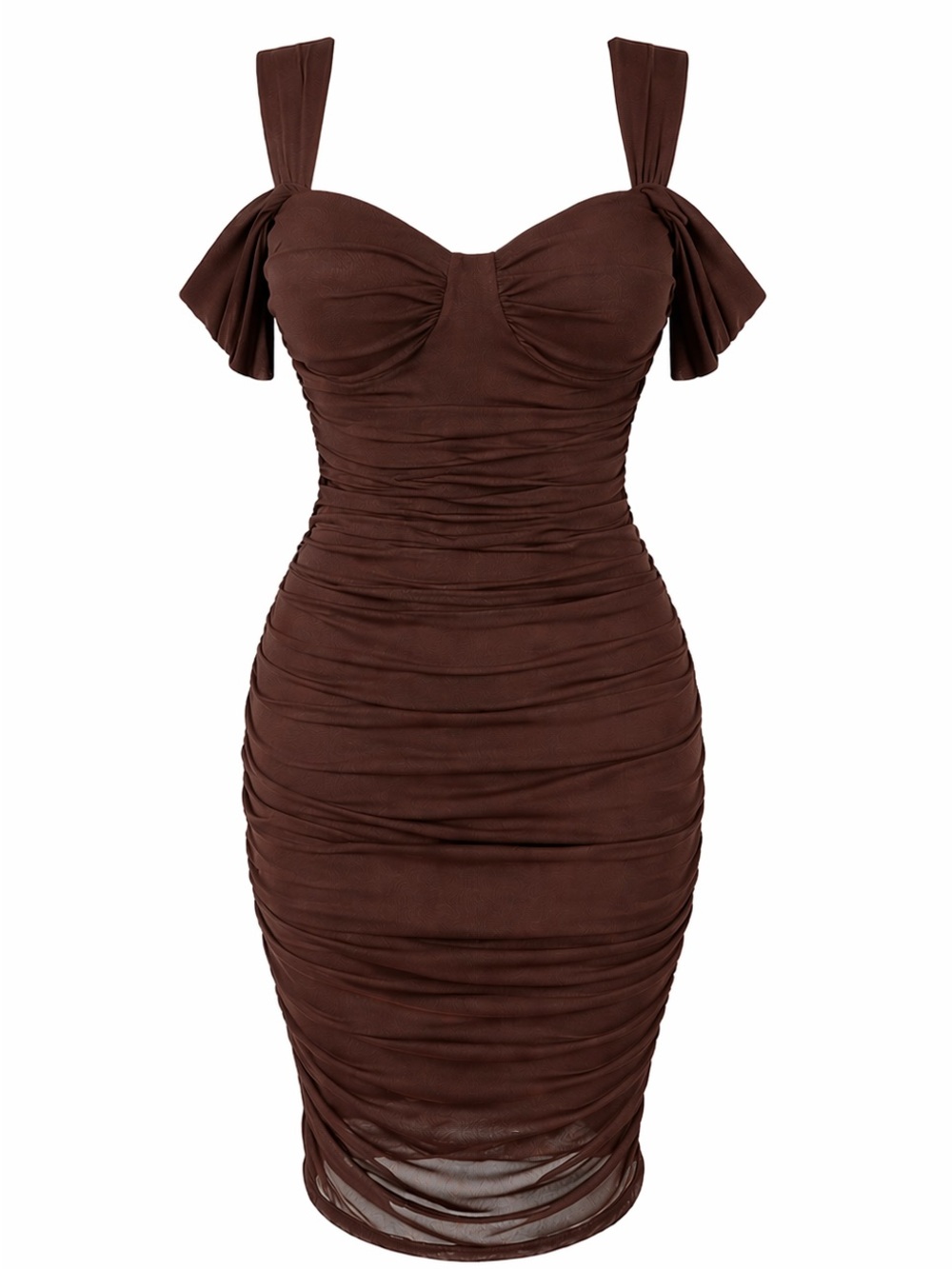 Inspired Hearts Chocolate Brown Ruched Midi Dress